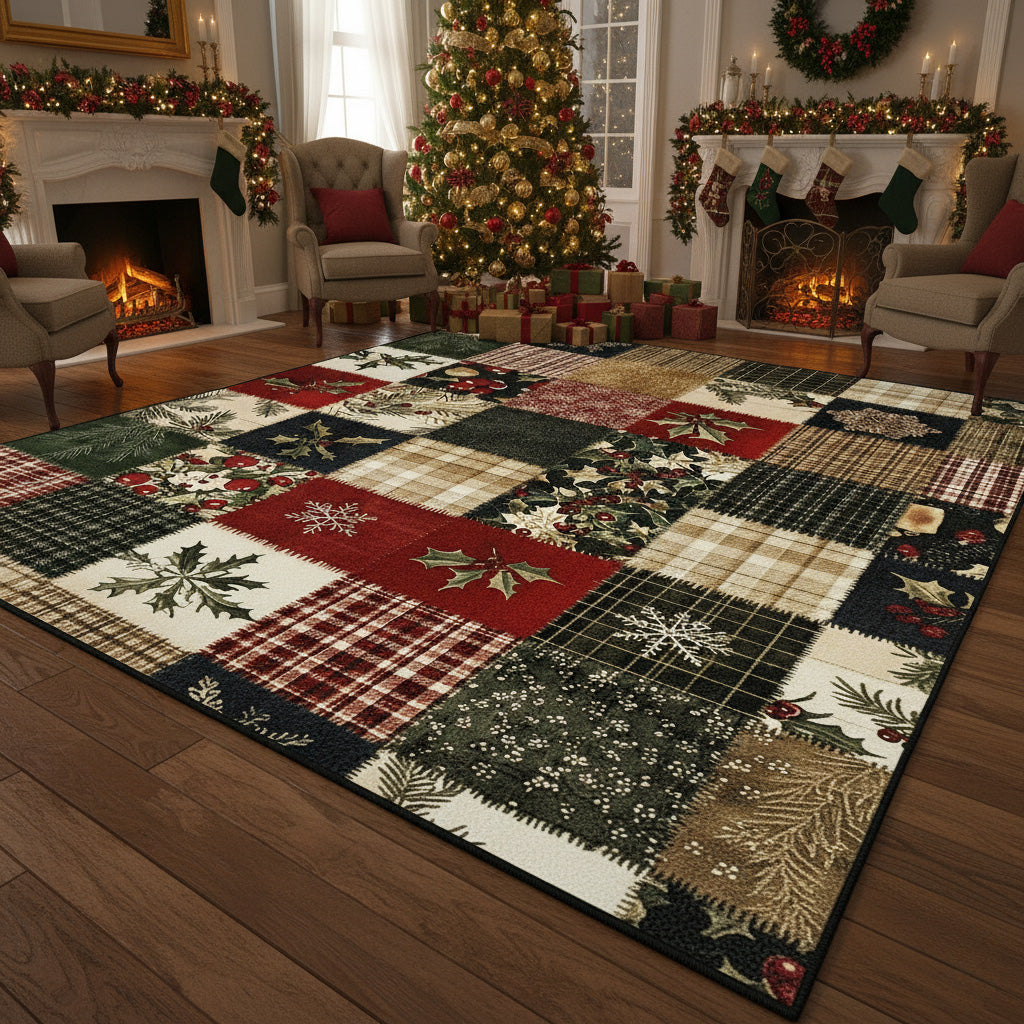 Christmas Area Rug Cozy Christmas Cabin