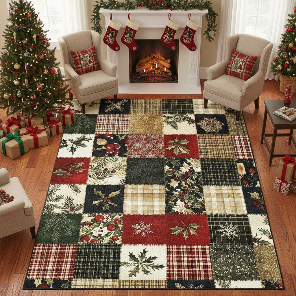 Christmas Area Rug Cozy Christmas Cabin