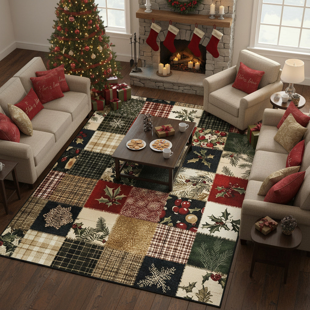 Christmas Area Rug Cozy Christmas Cabin