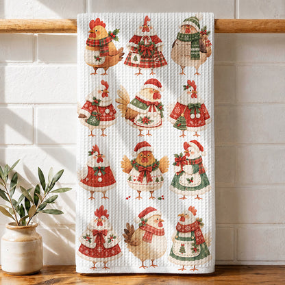 Chicken Lover Kitchen Towel Cozy Christmas Hens