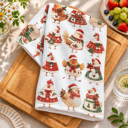 Chicken Lover Kitchen Towel Cozy Christmas Hens