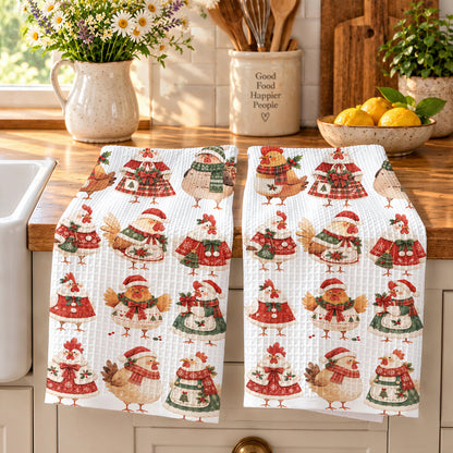 Chicken Lover Kitchen Towel Cozy Christmas Hens