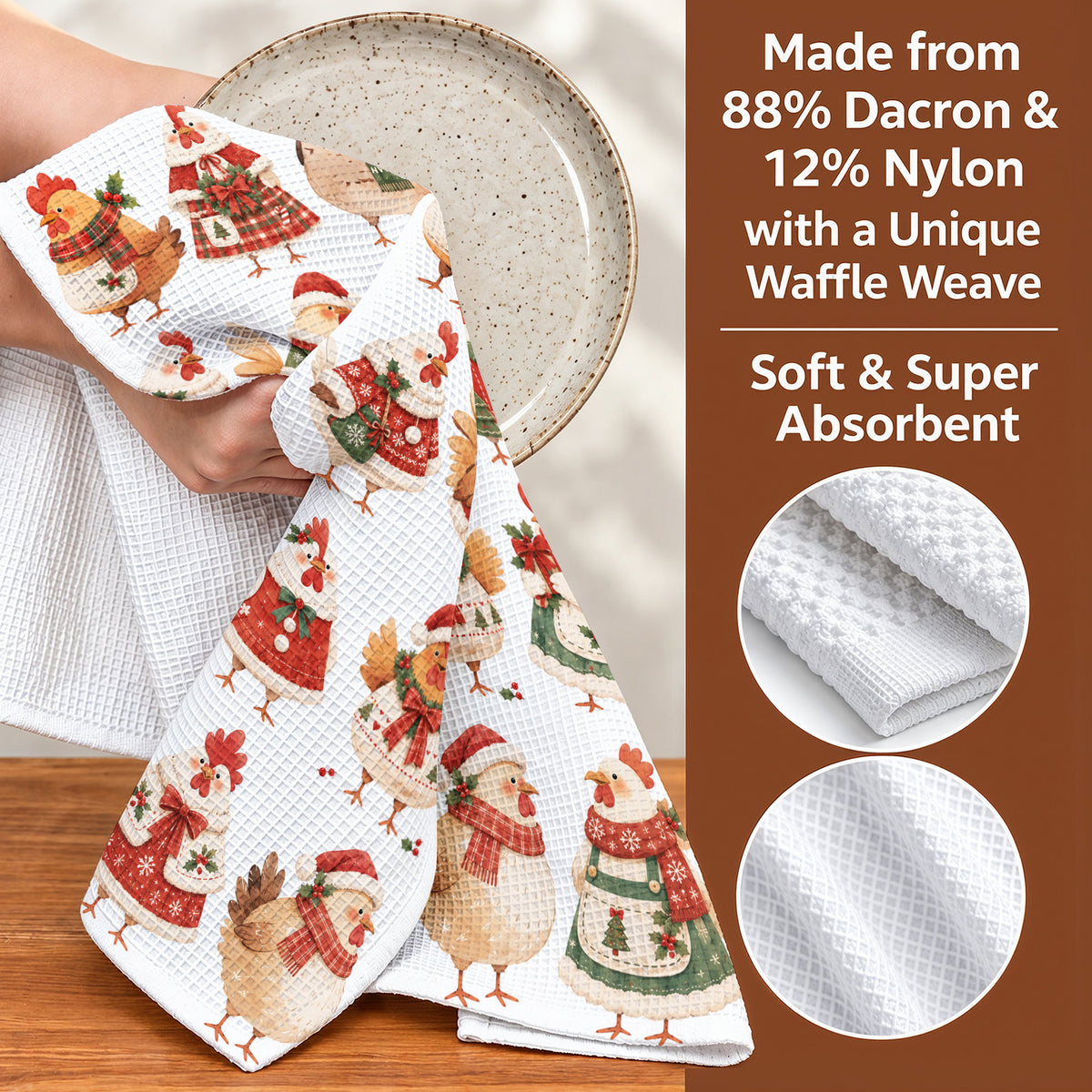 Chicken Lover Kitchen Towel Cozy Christmas Hens