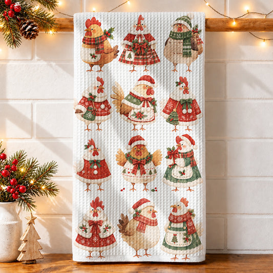 Chicken Lover Kitchen Towel Cozy Christmas Hens