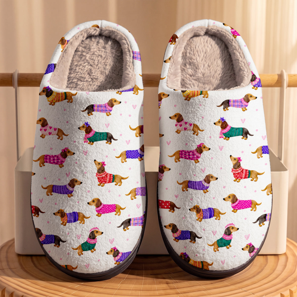 Dachshund Fleece Lined Slippers Cozy Doxies