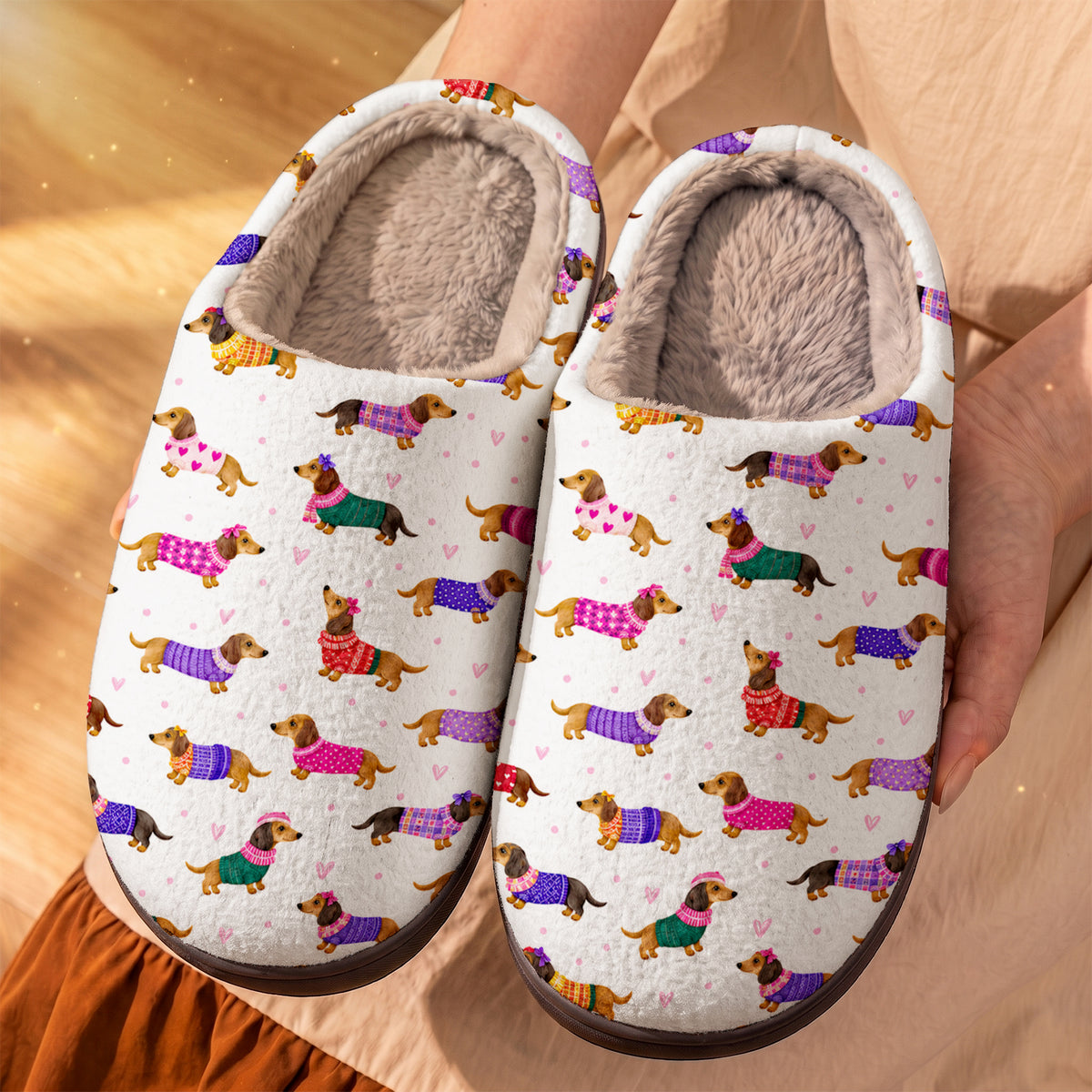 Dachshund Fleece Lined Slippers Cozy Doxies