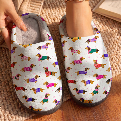 Dachshund Fleece Lined Slippers Cozy Doxies