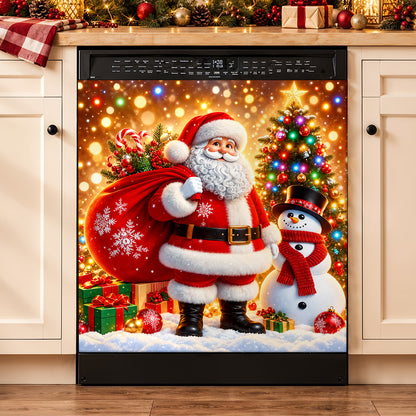 Christmas Magnetic Dishwasher Cover Cozy Santa Snowfall Celebration
