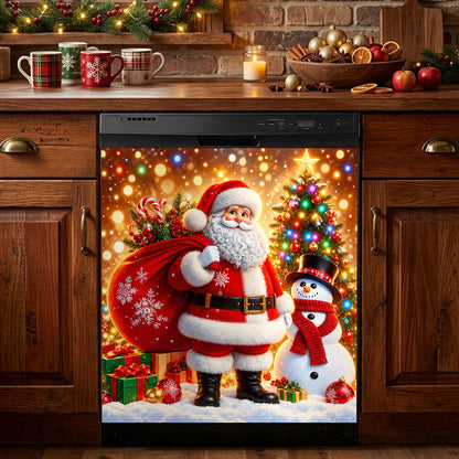 Christmas Magnetic Dishwasher Cover Cozy Santa Snowfall Celebration