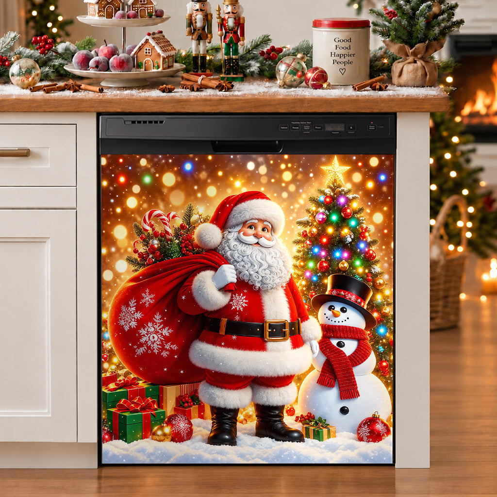 Christmas Magnetic Dishwasher Cover Cozy Santa Snowfall Celebration