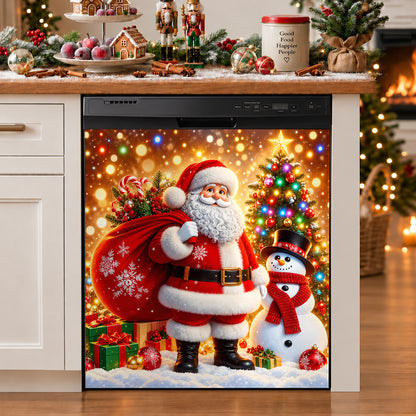 Christmas Magnetic Dishwasher Cover Cozy Santa Snowfall Celebration