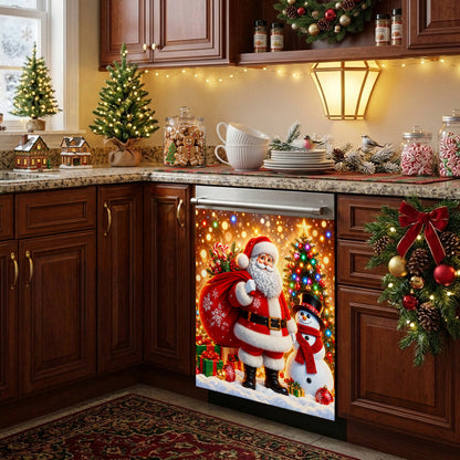 Christmas Magnetic Dishwasher Cover Cozy Santa Snowfall Celebration