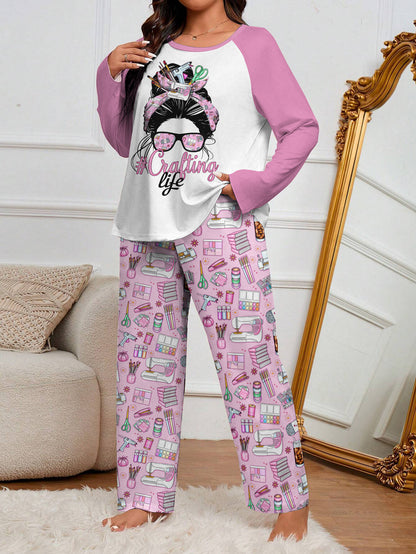 Craft Lover Raglan Lounge Pajamas Messy Bun Crafting Life