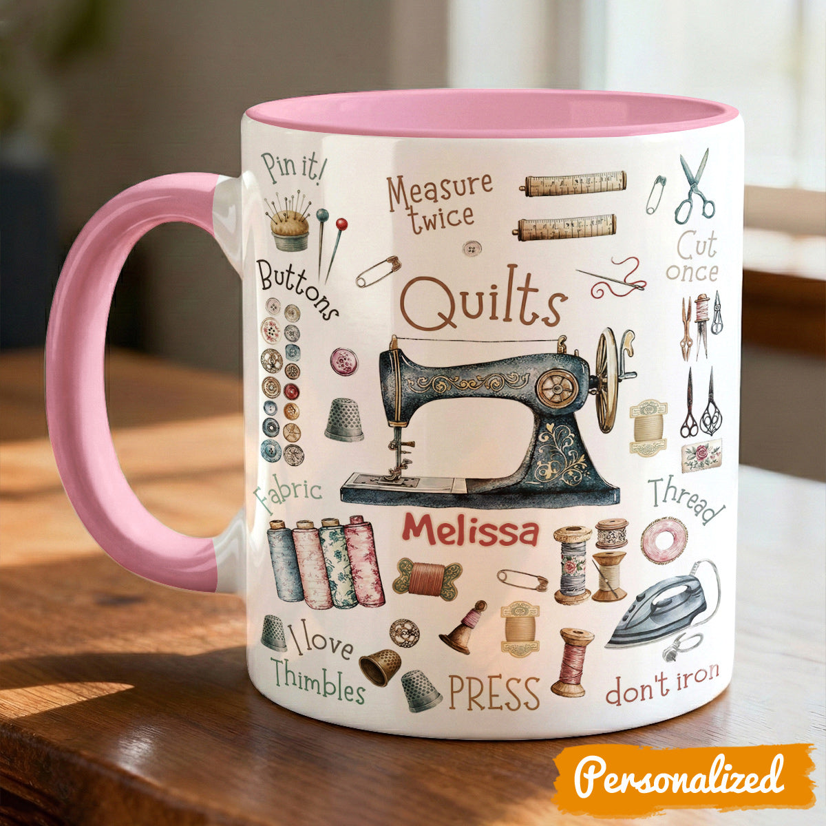 Sewing Lover Accent Mug Personalized Crafty Chic Quilter