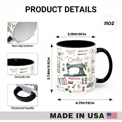 Sewing Lover Accent Mug Personalized Crafty Chic Quilter