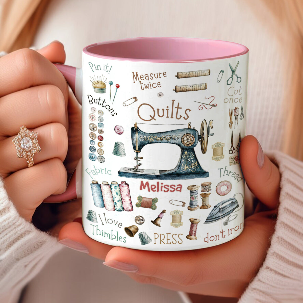 Sewing Lover Accent Mug Personalized Crafty Chic Quilter