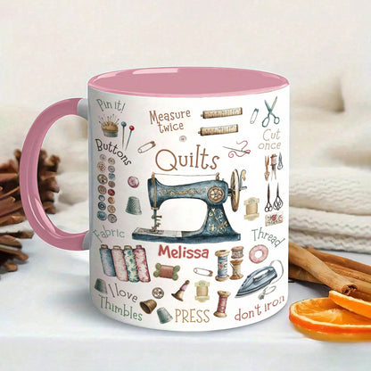 Sewing Lover Accent Mug Personalized Crafty Chic Quilter