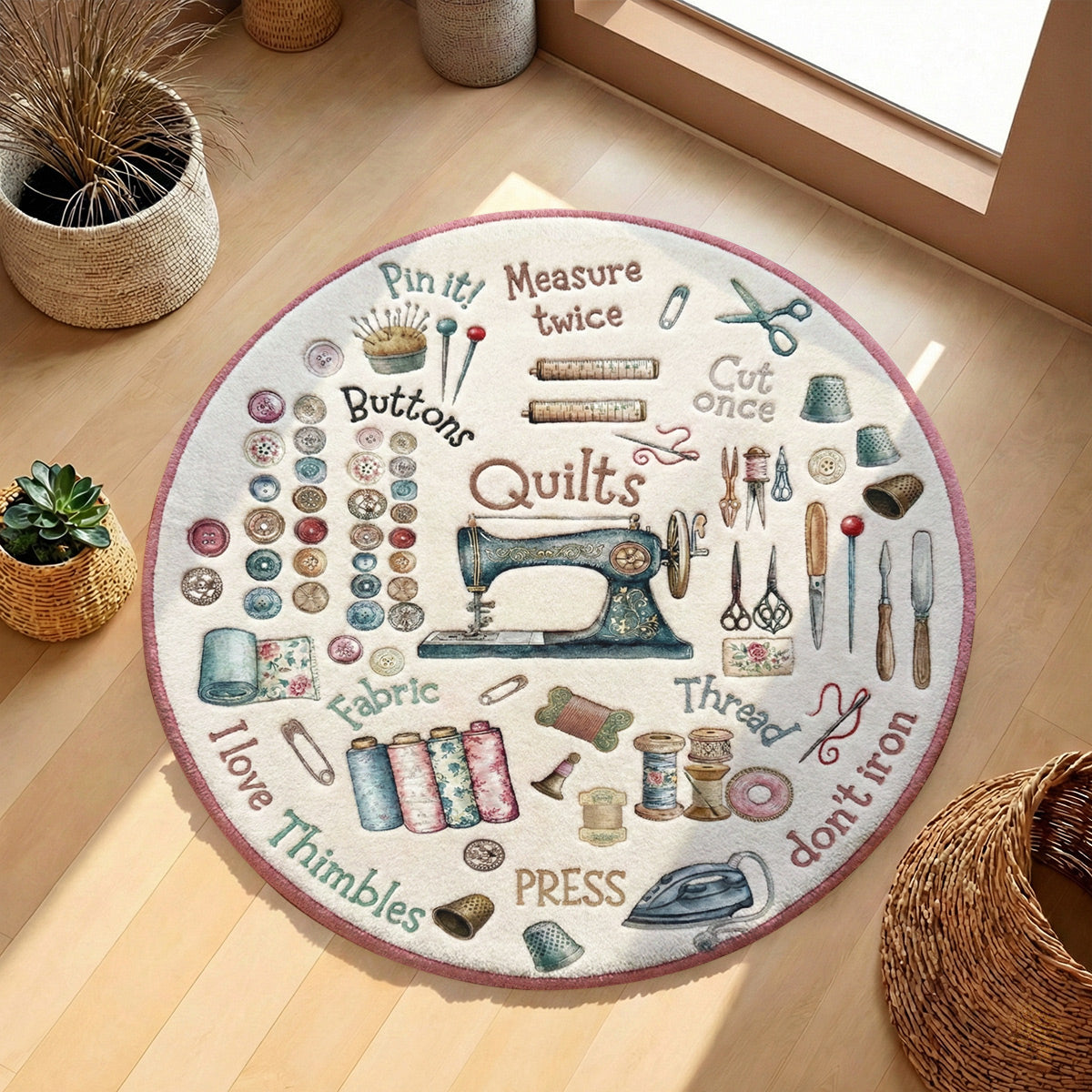 Sewing Lover Round Rug Crafty Comfort