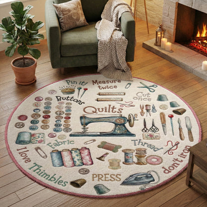 Sewing Lover Round Rug Crafty Comfort