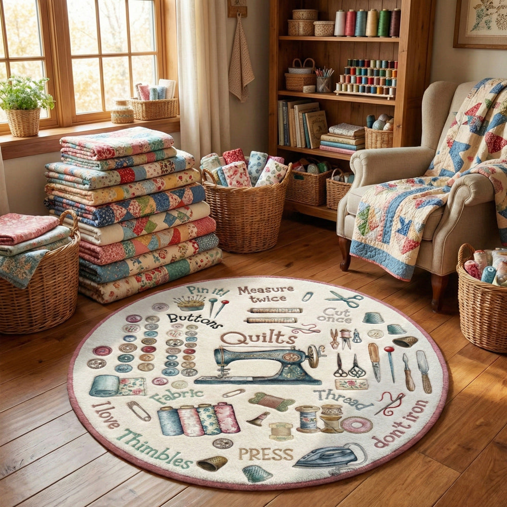 Sewing Lover Round Rug Crafty Comfort