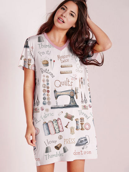 Sewing Lover V-neck Nightshirt Crafty Comfort