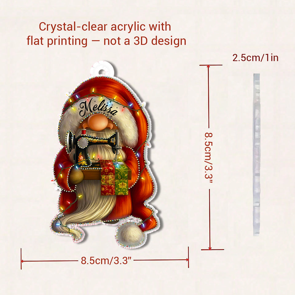 Quilting Lovers 2D Acrylic Ornament Crafty Gnome Personalized