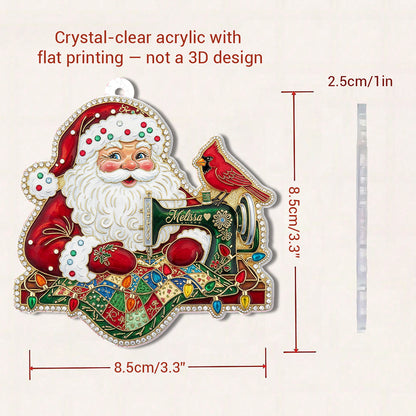 Quilting Lovers 2D Acrylic Ornament Crafty Santa Personalized