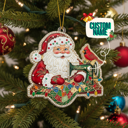 Quilting Lovers 2D Acrylic Ornament Crafty Santa Personalized