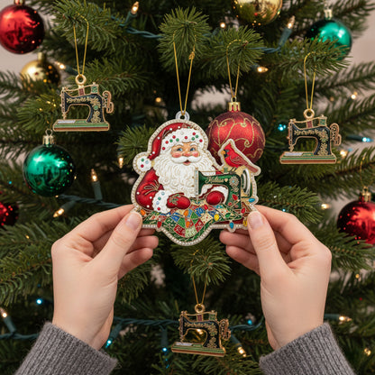 Quilting Lovers 2D Acrylic Ornament Crafty Santa Personalized