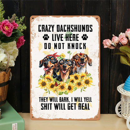 Dachshund 2D Metal Sign Crazy Dachshunds Live Here