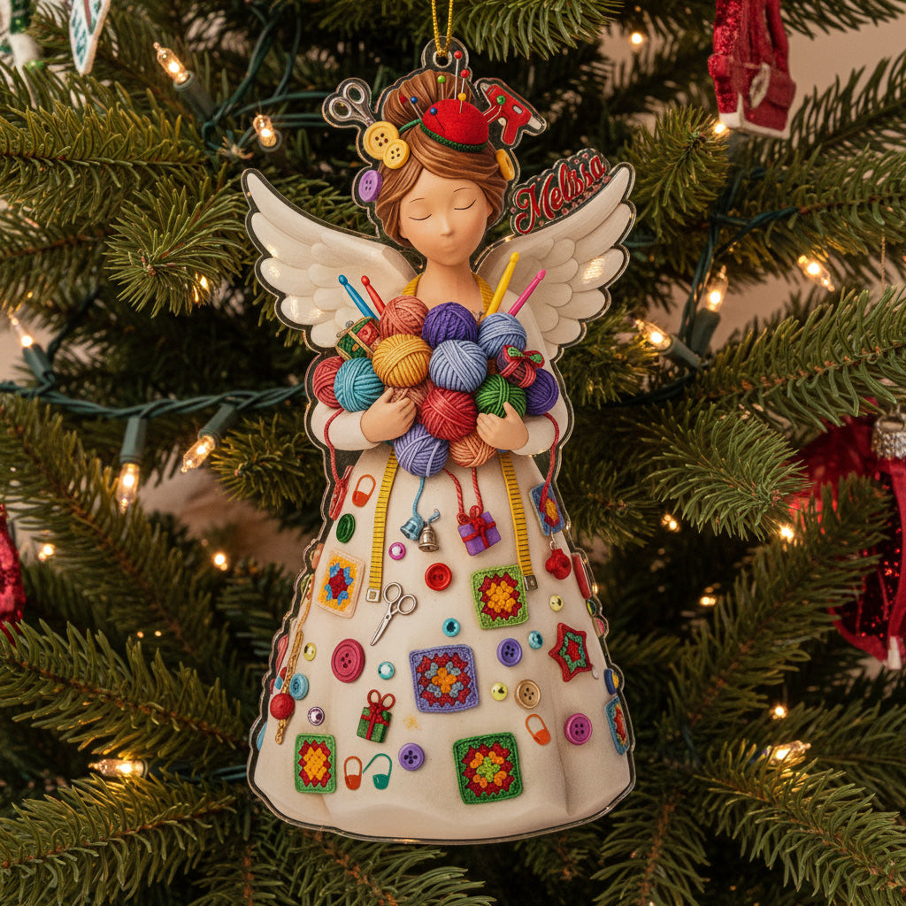 Crochet Lovers 2D Acrylic Ornament Crochet Angel Personalized