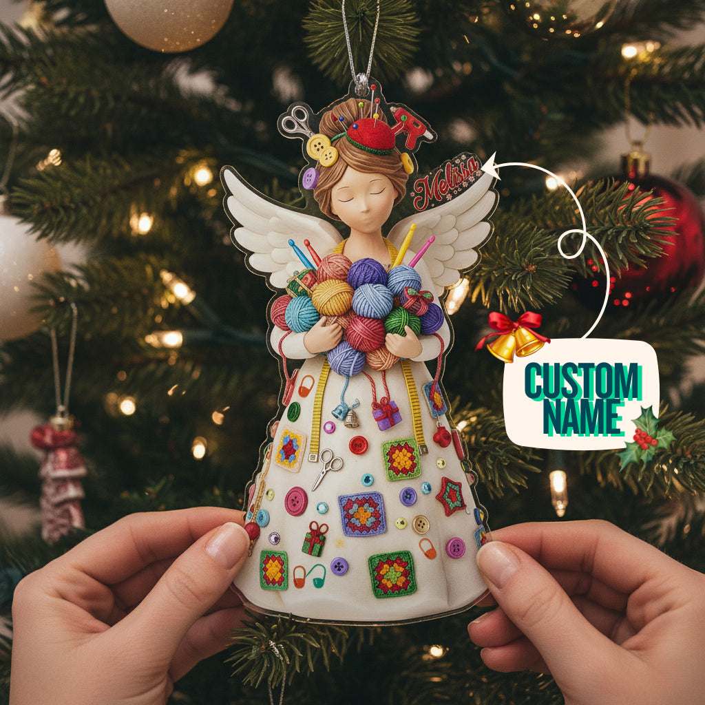 Crochet Lovers 2D Acrylic Ornament Crochet Angel Personalized