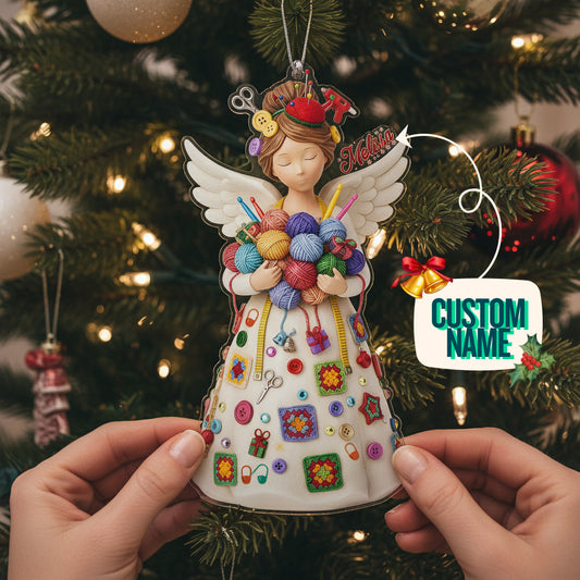 Crochet Lovers 2D Acrylic Ornament Crochet Angel Personalized