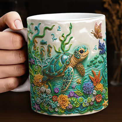 Sea Turtle Ceramic Mug Curious Greeting
