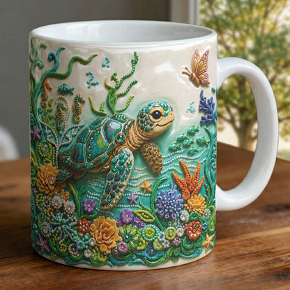 Sea Turtle Ceramic Mug Curious Greeting