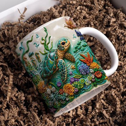 Sea Turtle Ceramic Mug Curious Greeting