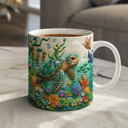 Sea Turtle Ceramic Mug Curious Greeting