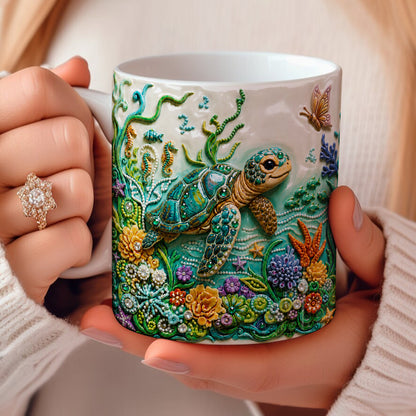 Sea Turtle Ceramic Mug Curious Greeting