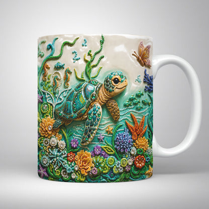 Sea Turtle Ceramic Mug Curious Greeting