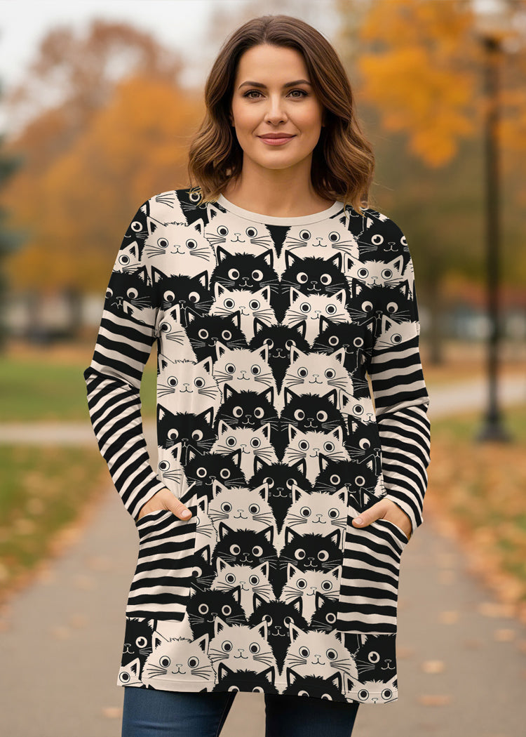 Cat Lover Long Sleeve Tunic Cute Fat Cats