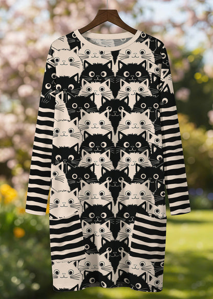 Cat Lover Long Sleeve Tunic Cute Fat Cats