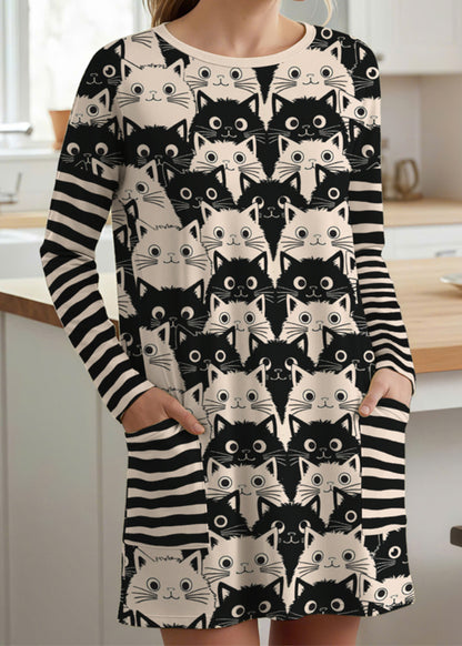 Cat Lover Long Sleeve Tunic Cute Fat Cats