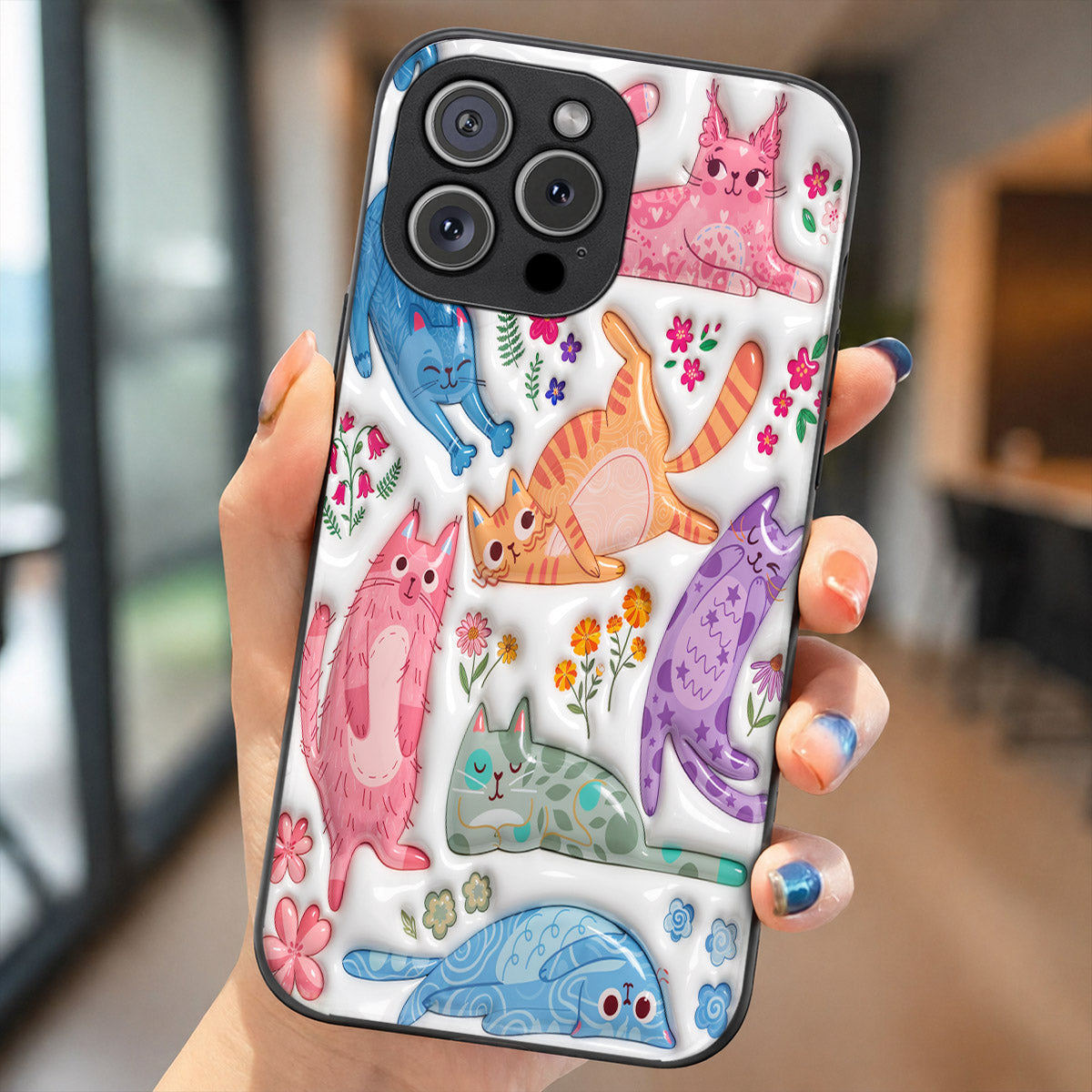 Cat Lover Phone Case Cute Floral Cat