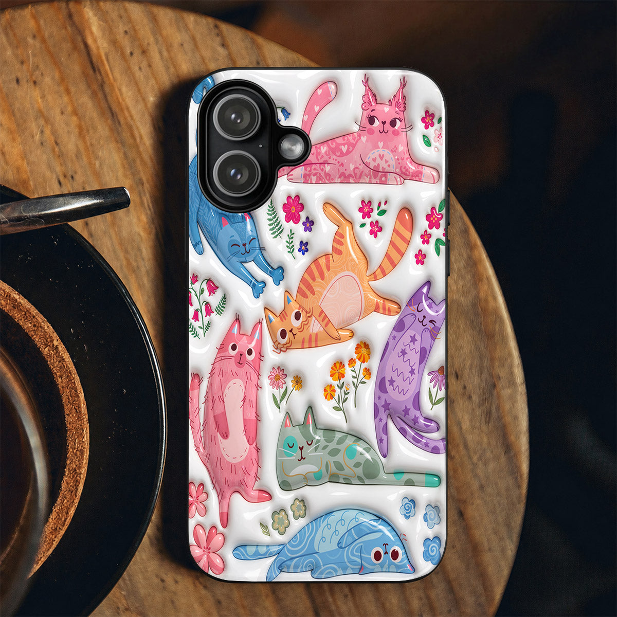 Cat Lover Phone Case Cute Floral Cat