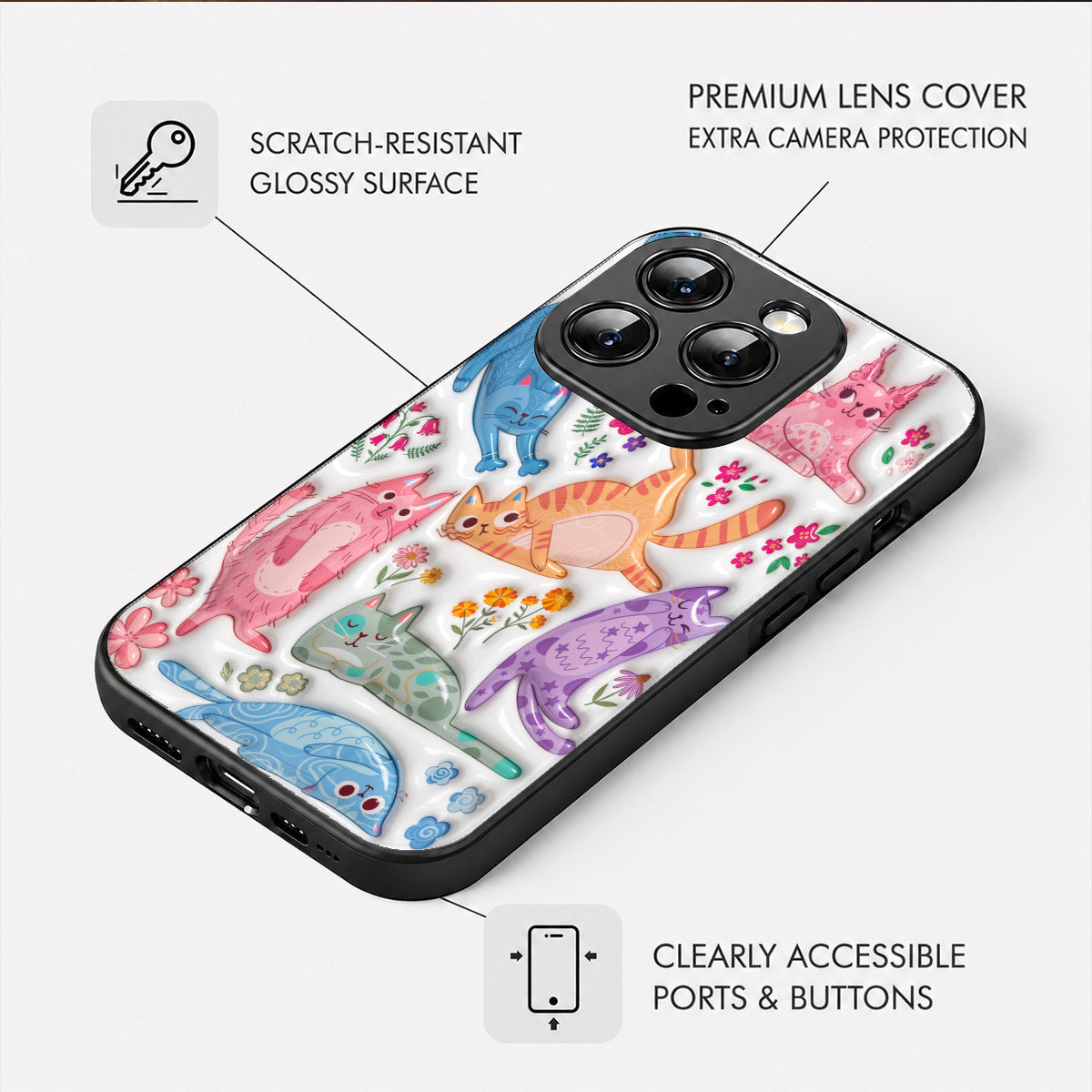 Cat Lover Phone Case Cute Floral Cat