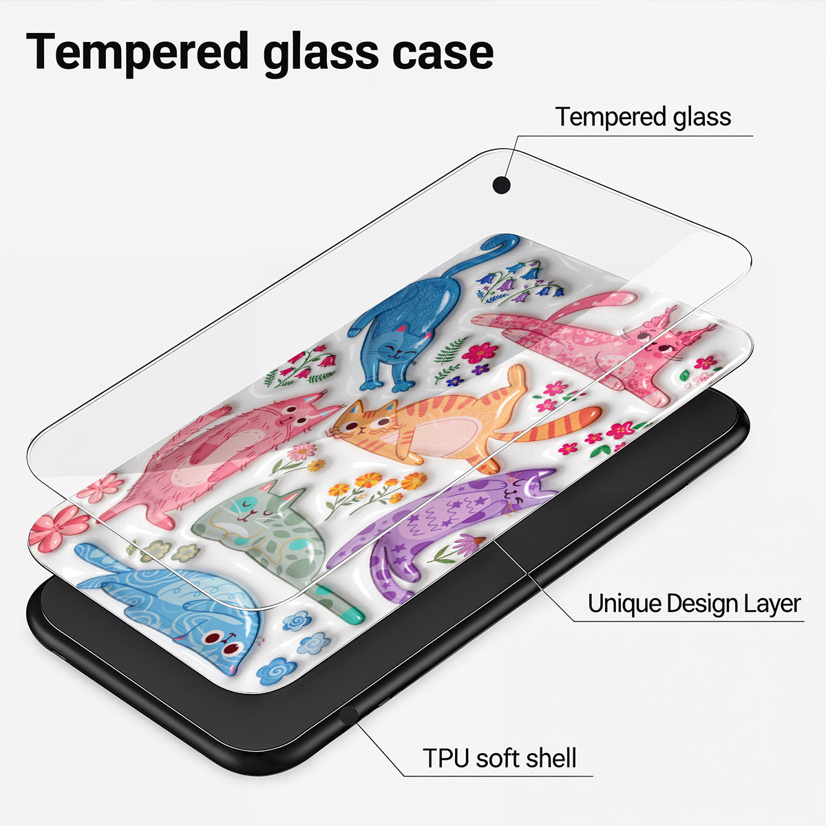 Cat Lover Phone Case Cute Floral Cat