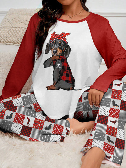 Dachshund Raglan Lounge Pajamas I Love Mom