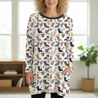 Dachshund Long Sleeve Tunic Dachshund In Bloom