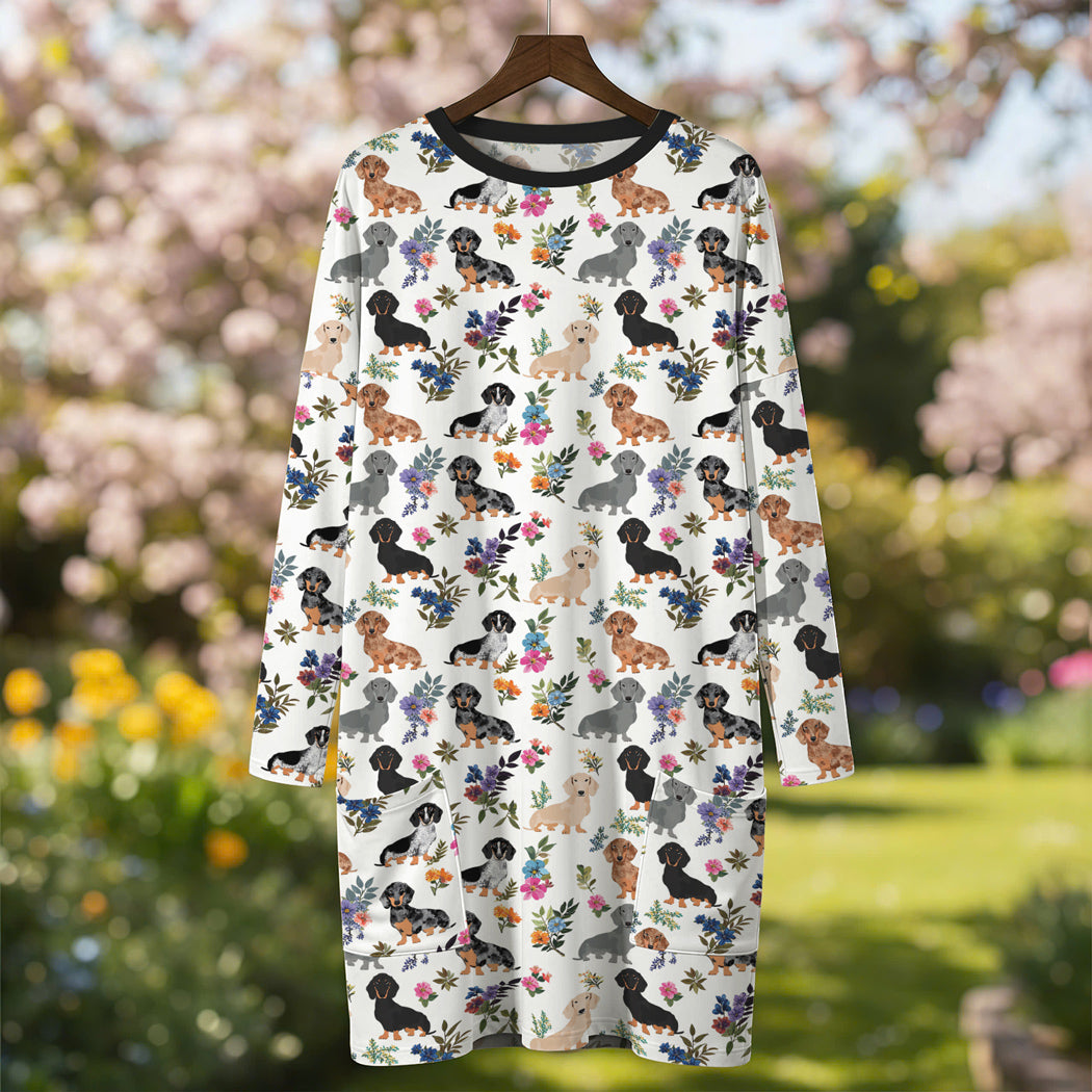 Dachshund Long Sleeve Tunic Dachshund In Bloom