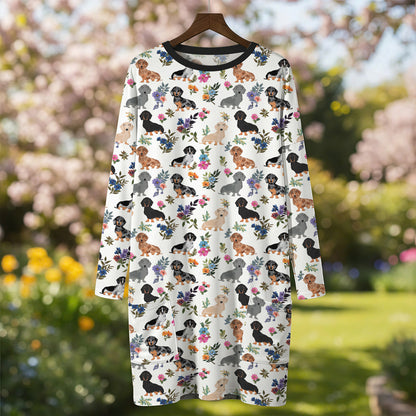Dachshund Long Sleeve Tunic Dachshund In Bloom